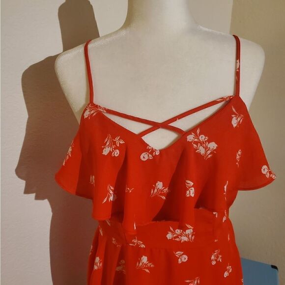 Three Pink Hearts Red Floral Dress XL - Picture 9 of 11